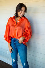 Load image into Gallery viewer, Totally Smitten satin top in tangerine
