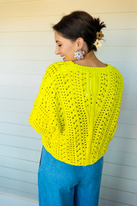 Going Anywhere knit top in lime green