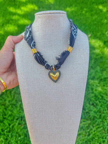 Judith Jack Puffy Gold Tone & Marcasite Heart Pendant necklace