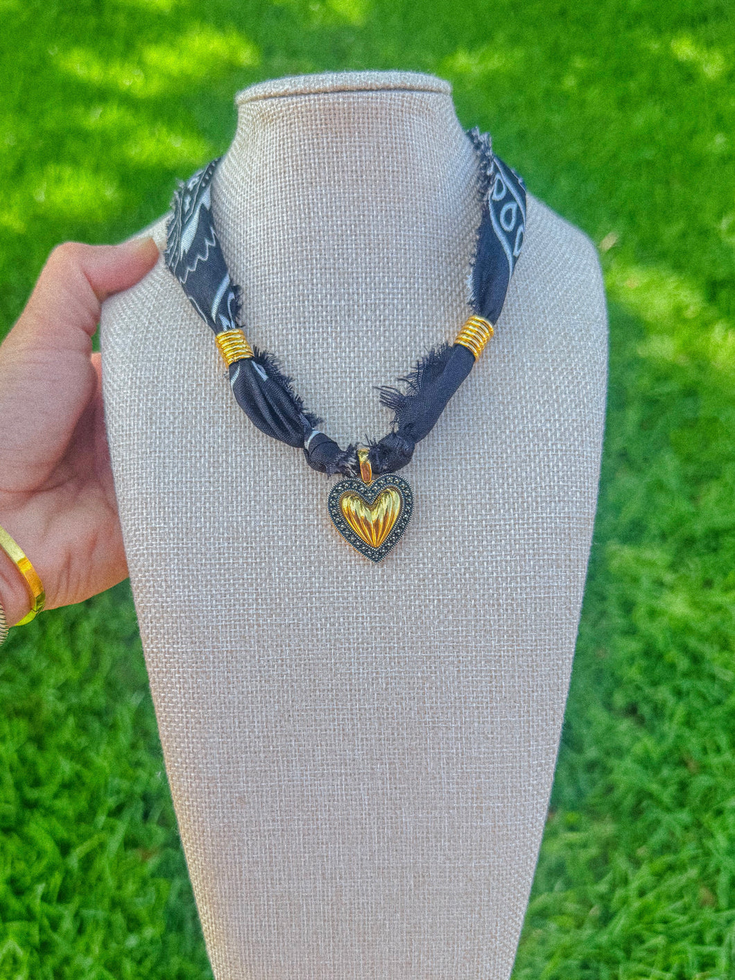Judith Jack Puffy Gold Tone & Marcasite Heart Pendant necklace