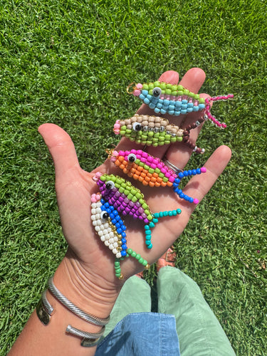 Small beaded fish bag charm