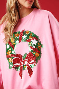Christmas Wreath oversized sweatshirt