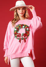 Load image into Gallery viewer, Christmas Wreath oversized sweatshirt