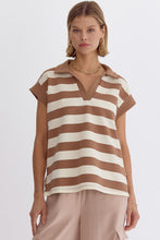 Load image into Gallery viewer, Making Friends striped top in mocha