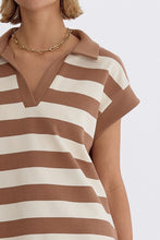 Load image into Gallery viewer, Making Friends striped top in mocha