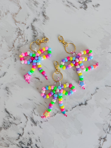 Colorful bow bag charm