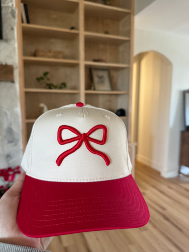 Embroidered puff bow vintage trucker 🎀